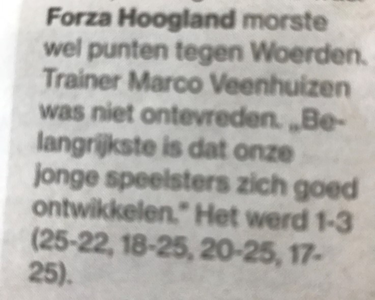 Afbeelding [Algemeen Dagblad] Forza Hoogland D1 morst punten